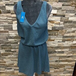 NEW Cupshe Teal Textured Sleeveless Dress